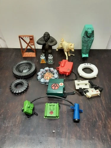 Vintage Assorted  GI Joe Accessories, Adventure Team, Mummy, Gorilla, Sled Dog +