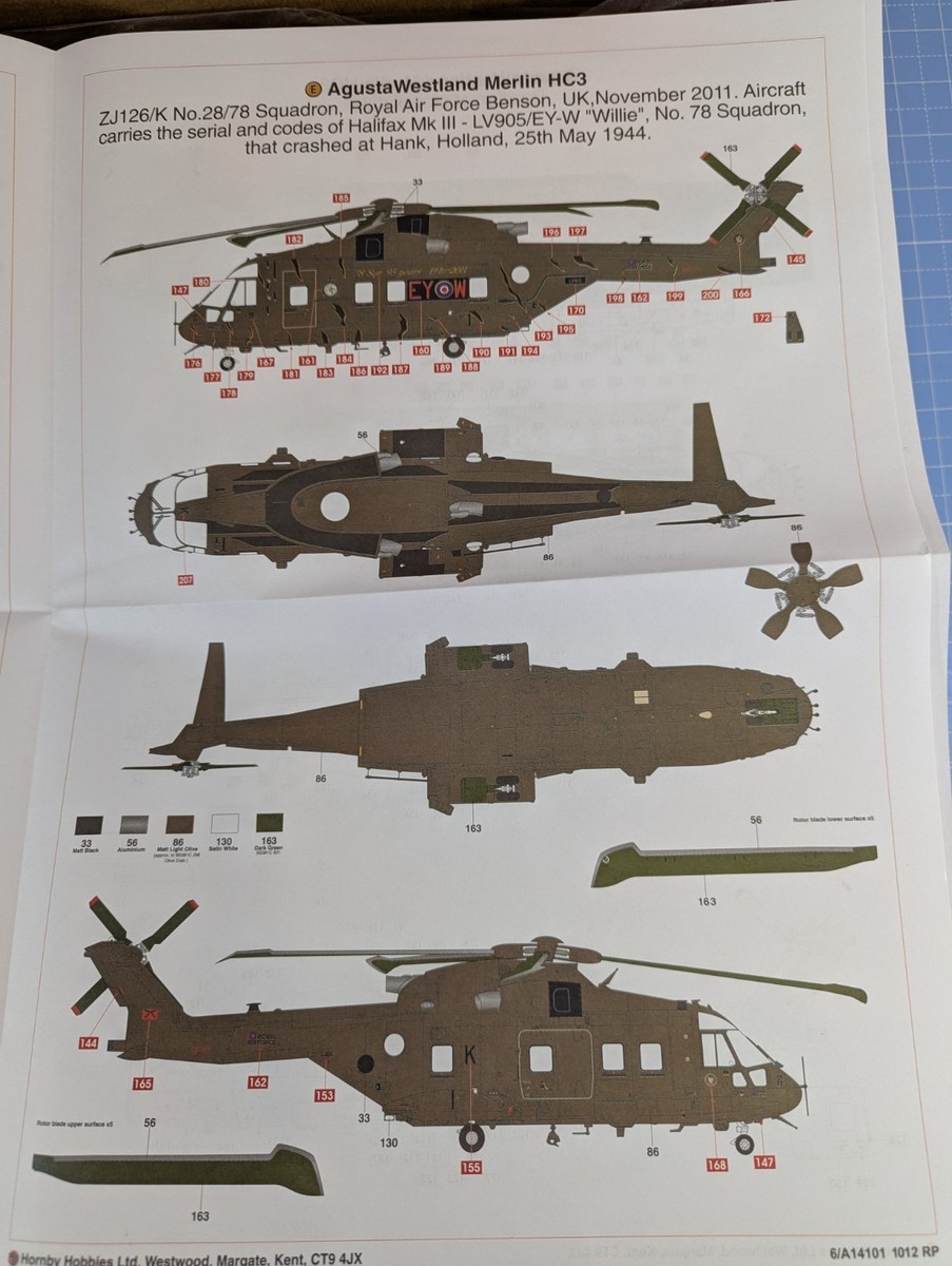 1\48エアフィックス　アグスタウェストランド　HC3マーリン Airfix Augusta Westland Melin HC3 Helicopter Building Kit, 1
