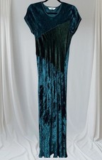 VTG NOUGAT Green Crushed Velvet MAXI Dress Women  s Sz 2 whimsigoth Bias India