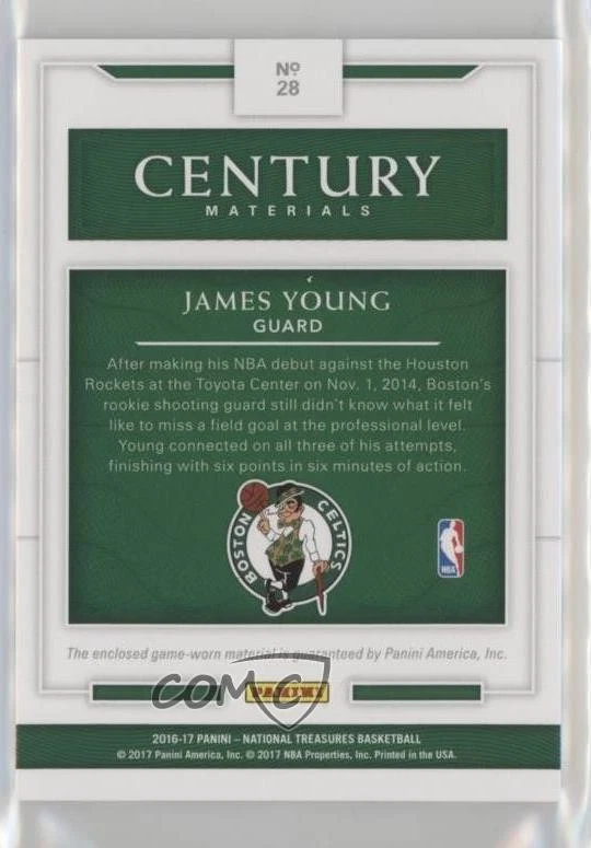 2016-17 Panini National Treasures Century Materials Bronze /25 James Young #28 - Image 2 of 2