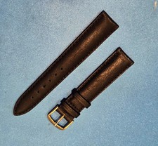 Genuine Leather 18 mm Padded Replacement Watch Band Strap - Smooth Black