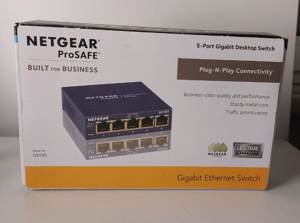Netgear ProSAFE GS105v5 5-Port Gigabit Switch – teilgetestet, funktioniert