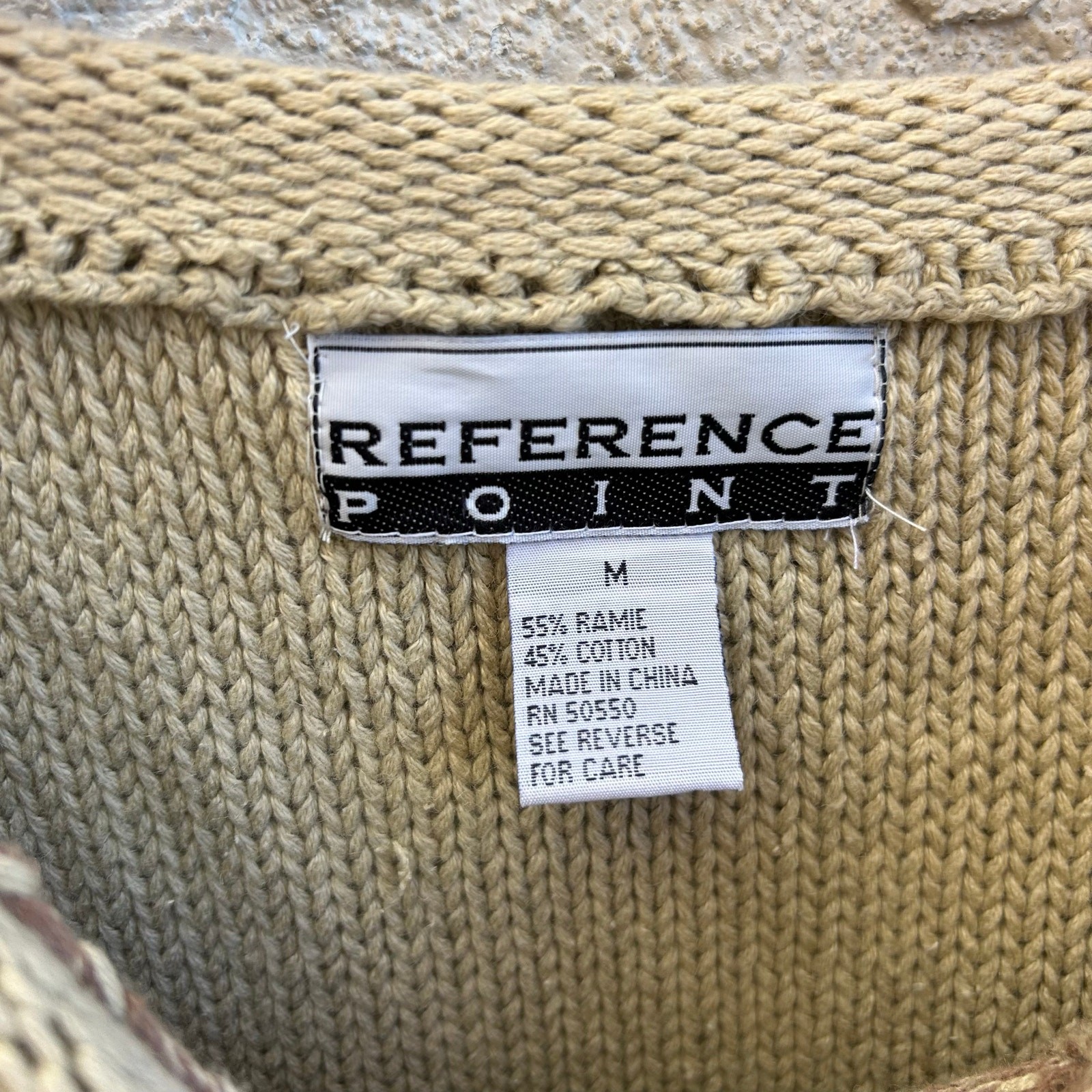 Vintage Reference Point Patchwork Knit Sweater Si… - image 3