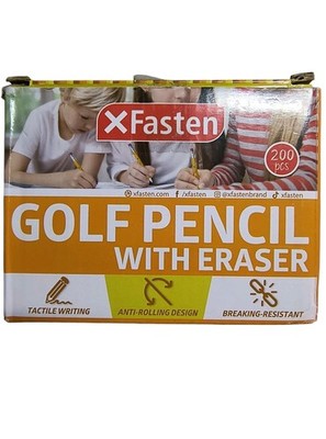Golf Pencils with Erasers, 2 HB, Pre-Sharpened, 200 Count Bulk Pack