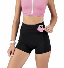 FlipBelt Women's Running Compression Shorts Multi Pockets Size Medium Black NWT