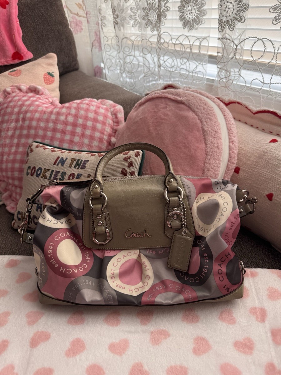 ショルダーバッグ COACH Ashley Vintage Boston Bag pink vintage Coach Ashley Satchel Pink and Gray | eBay