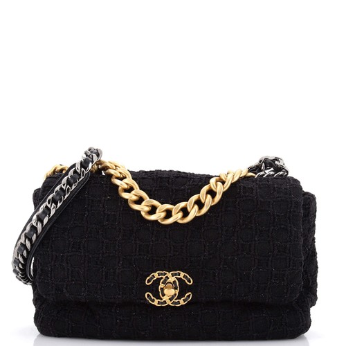 Chanel 19 Flap Bag Quilted Tweed Large