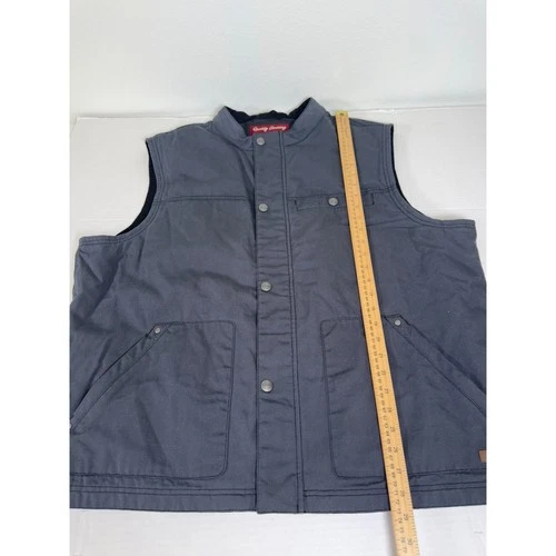 Indian Motorcycle Vest Mens 2XL Gray Canvas Snap Front Padded Logo image 7