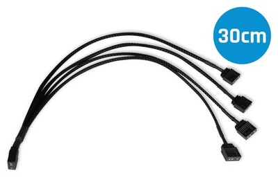 (23 EUR/m) Alphacool aRGB Y-Splitter 3Pin auf 4x 3Pin | schwarz 30cm