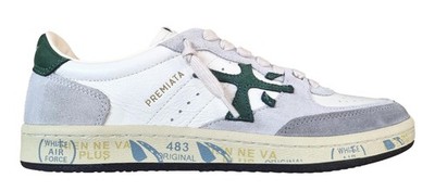 PREMIATA men's shoes CLAY_7623 crackle leather sneakers white-green
