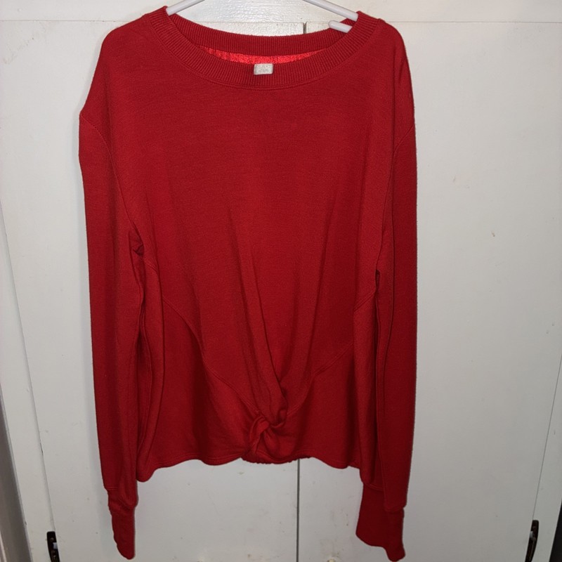 Athleta Girl Sweatshirt Soft Pullover Red L Large 12 Twist Front Knot Great