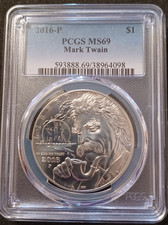 2016-P $1 Mark Twain Uncirculated Commemorative Silver Dollar PCGS MS69
