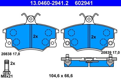 ATE 13.0460-2941.2 Bremsbelagsatz, Scheibenbremse für AUTOBIANCHI,FIAT,LANCIA