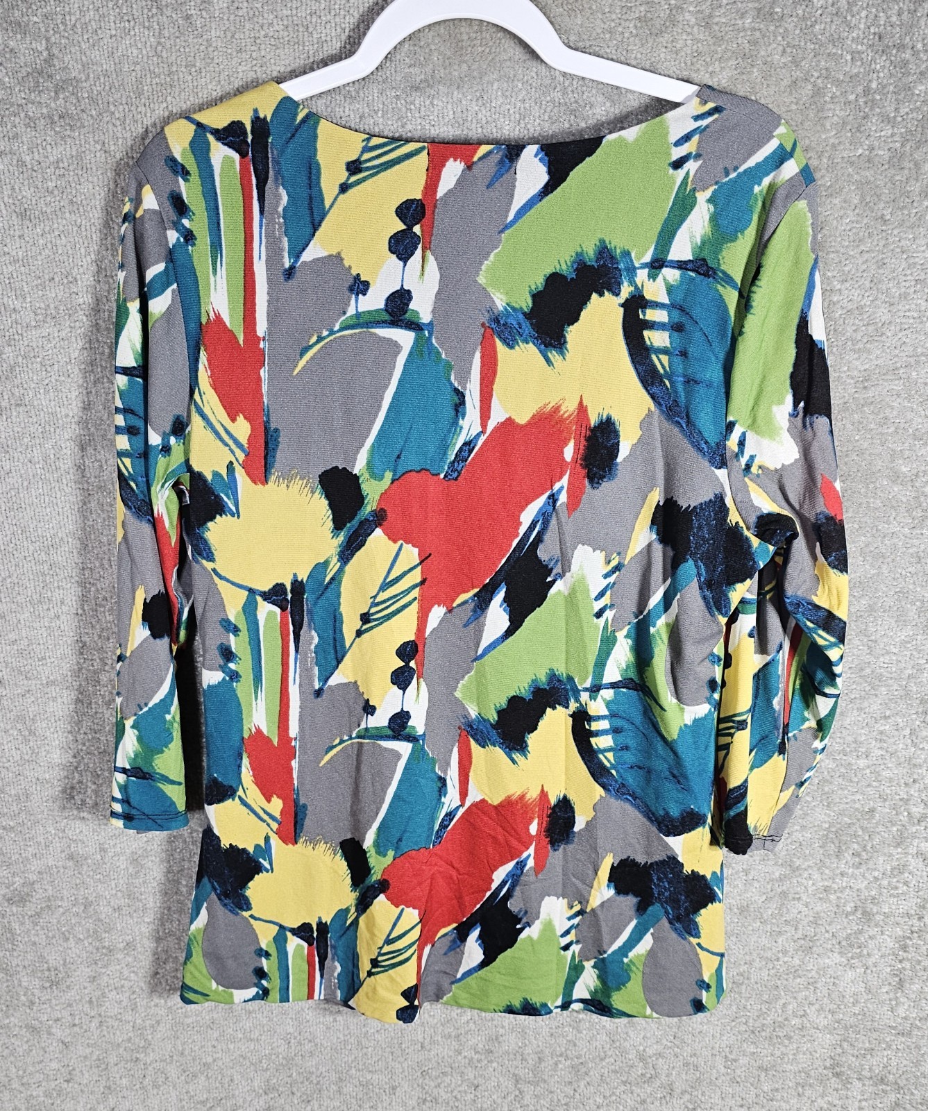Style & Co Women Abstract Artsy Babydoll Top Womens Size XL Multicolor Ruched