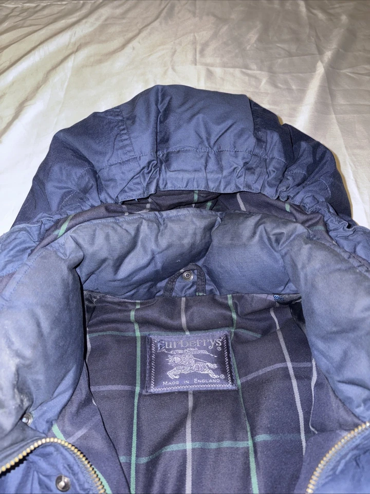 Abrigo de plumón chaqueta acolchada azul marino Burberrys vintage raro para hombre años 80 90 Foto 2 de 4