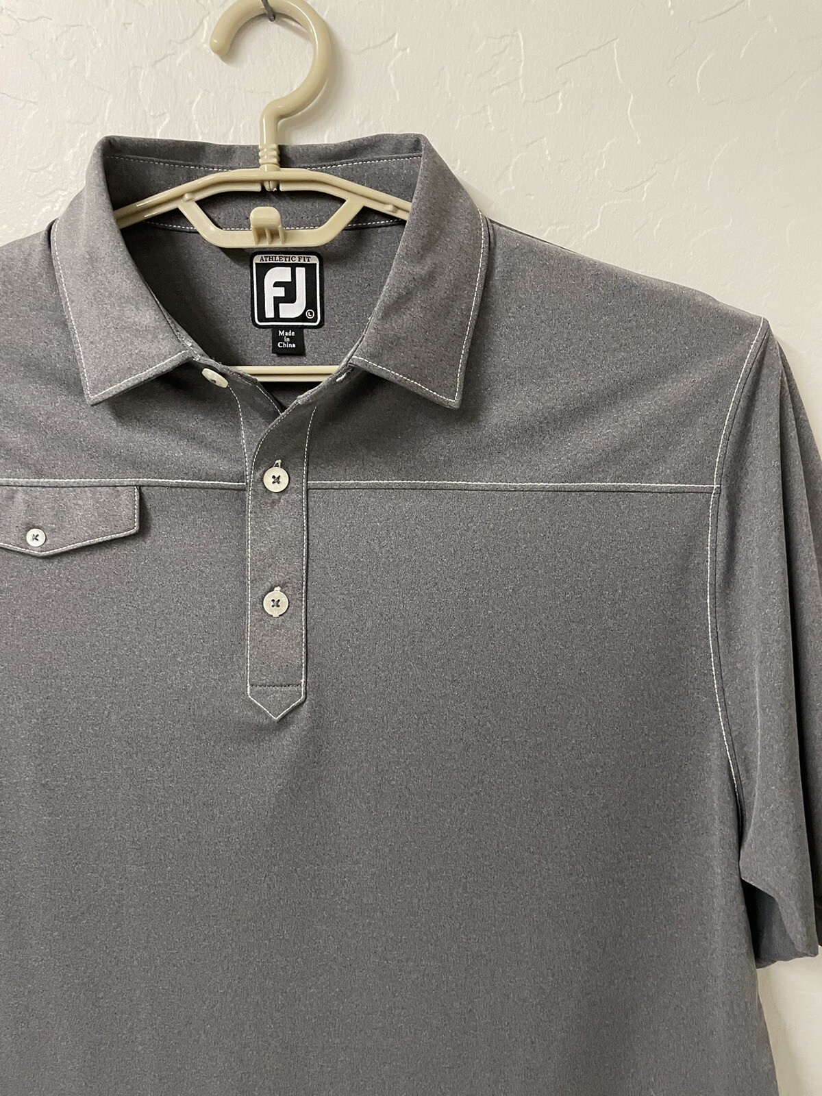 NEW Foot Joy FJ Athletic Fit Mens L 46x31 Gray Polo Shirt Golf Lightwt