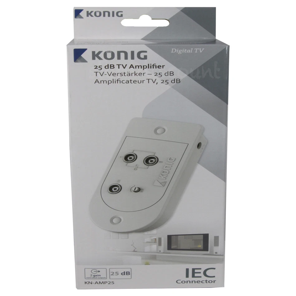Antennenverstärker DVB-C -T2 Kabel TV 2 Geräte Verstärker Verteiler HD 4K 25dB - Bild 3 von 3