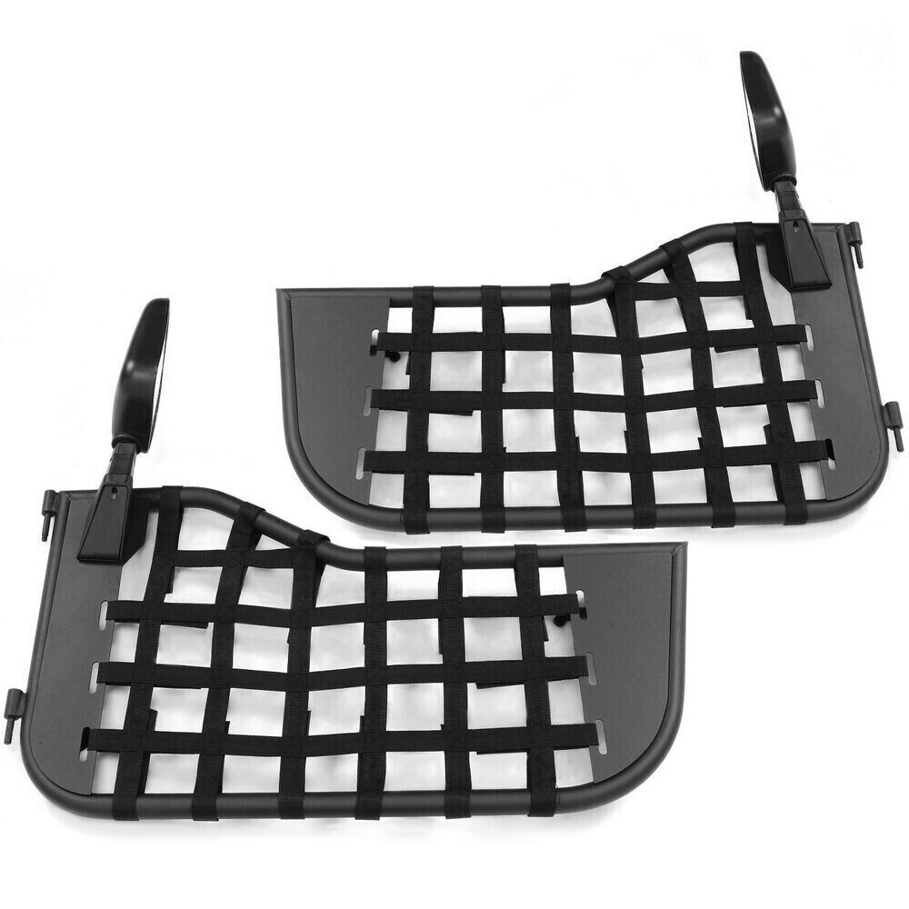 Front + Rear Tubular Door Kit For 1976-1995 Jeep Wrangler CJ7 & YJ - 2-Door Black Alloy Steel Tube Doors (Bolt-On)
