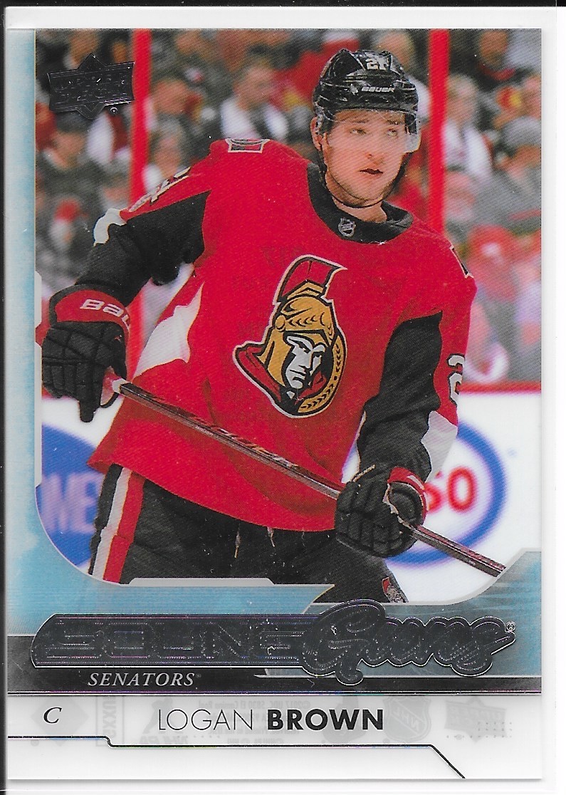17/18 Upper Deck Clear Cut Acetate Young Guns Rookie Logan Brown 217 Senators