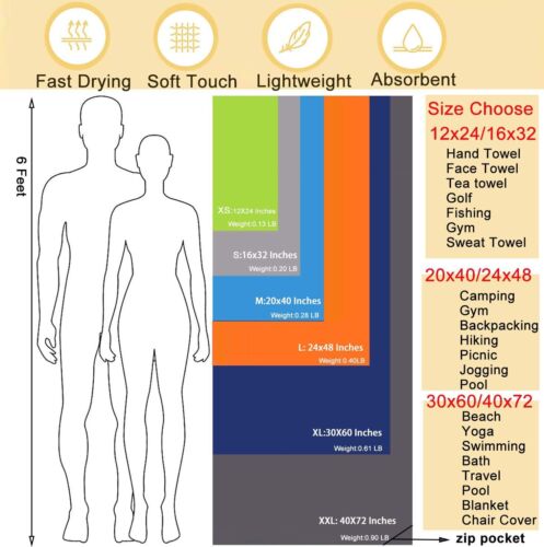 Microfiber Towel Perfect Travel & Gym & Camping Towel. Quick Dry