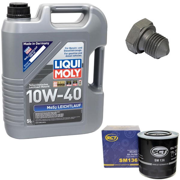 MotoröL ÖLfilter SM136 10W40 5Liter + ÖLablassschraube FüR Audi VW Transporter-image