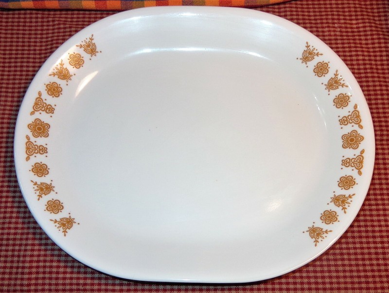 Vintage Corning Ware Corelle BUTTERFLY GOLD  OVAL SERVING PLATTER TRAY