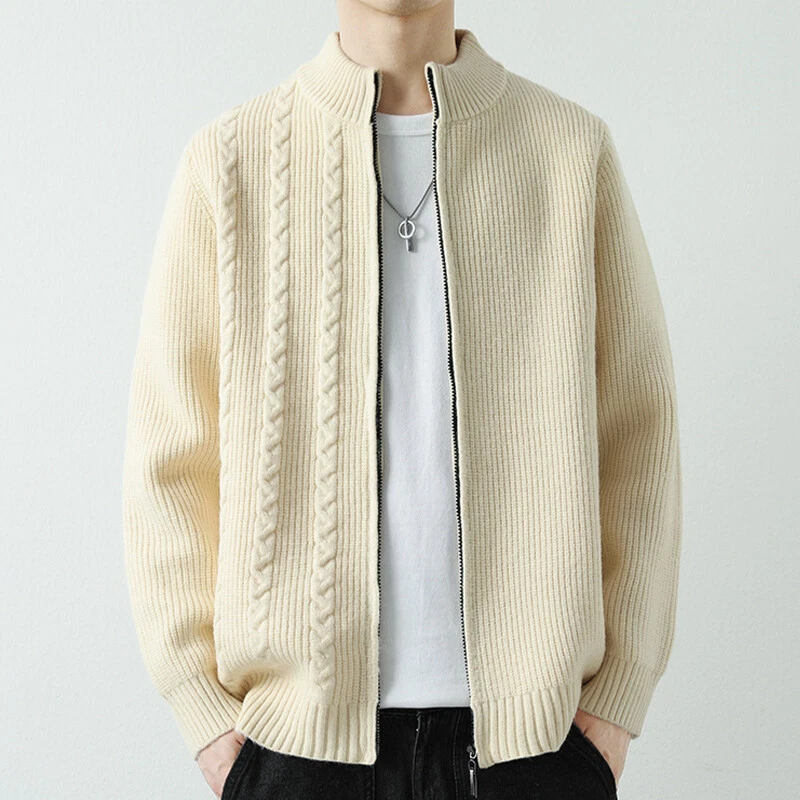 OFF WHITE Cardigan uomo stand colletto maglia giacca autunno giacca giovani zip cappotto lana