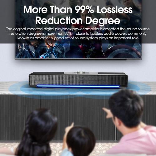 HiFi Stereo USB Computer PC Bluetooth Gaming Soundbar Desktop Monitor Speakers - Picture 6 of 16
