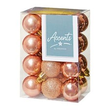 Christmas Shatterproof Baubles 24 Pack 30mm Tree Decoration Rose Gold