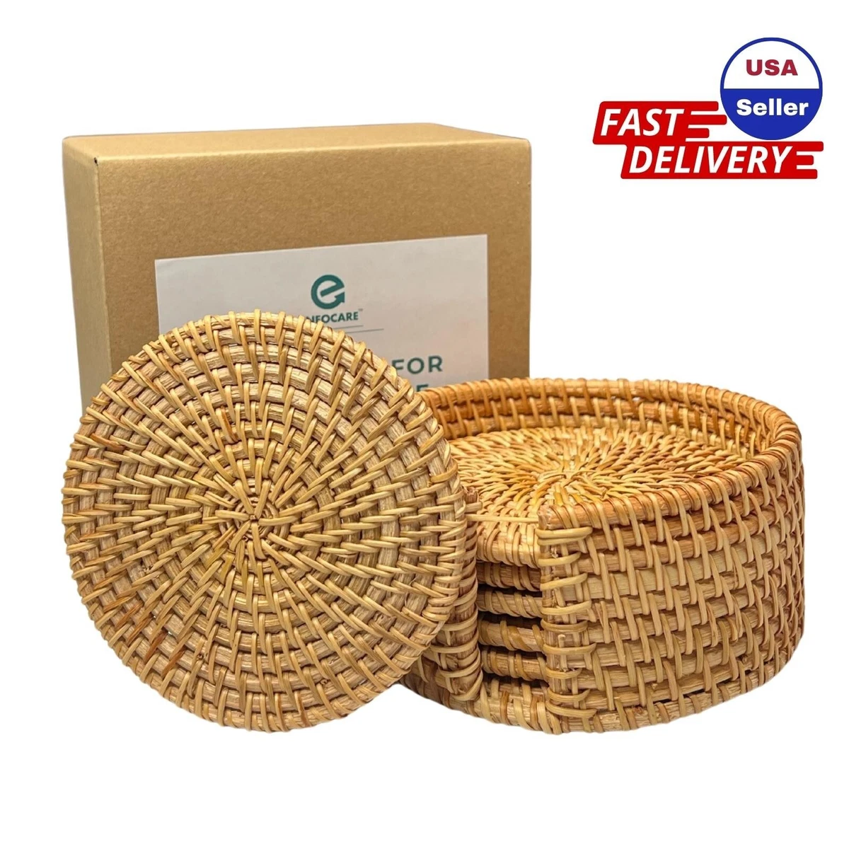 Rattan on sale drink coasters