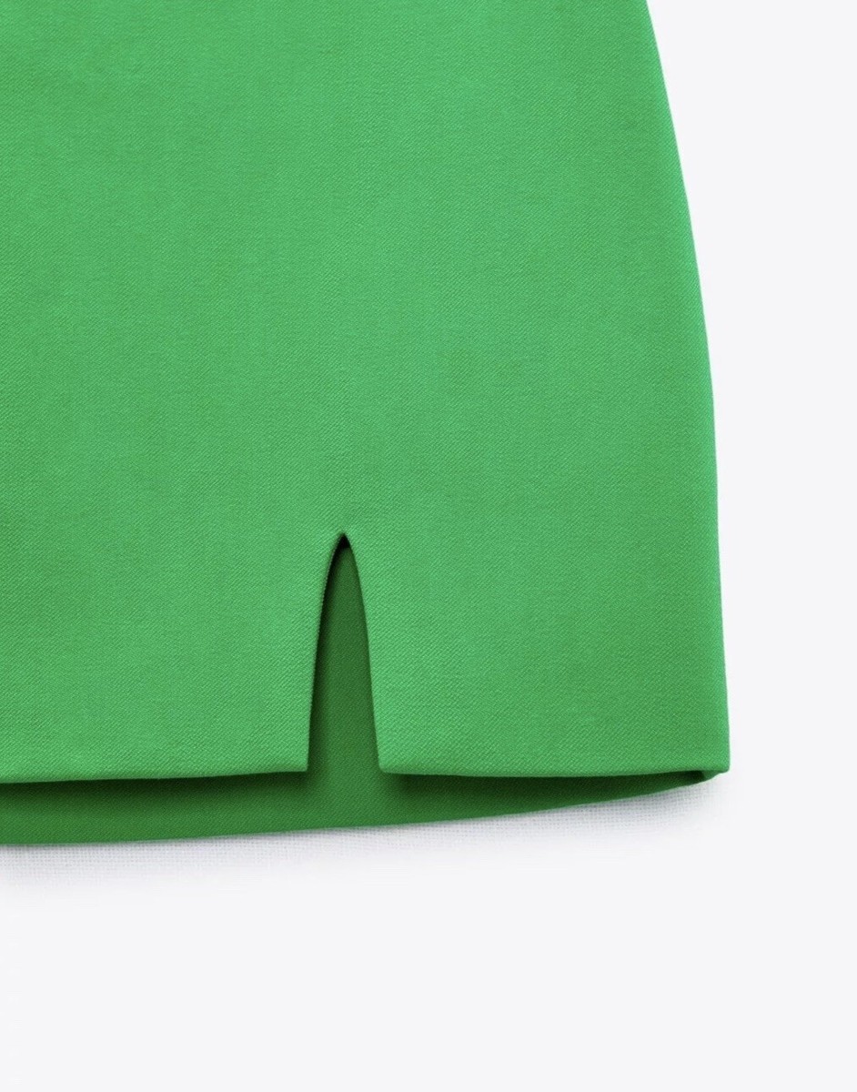 NWT Zara Mini Skirt With Slit Bright Green Réf 8558/707 ~ Sz