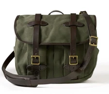 Filson Medium Field Bag 11070232 MADE IN USA Otter Green Rugged Twill Leather CC