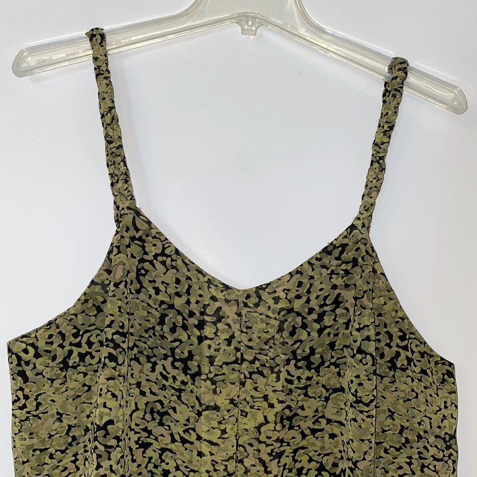 Blusa Top Para Mujer MAC & JAC Verde Negra Abstracta Sin Mangas Trenzada Cuello en V L Foto 2 de 4