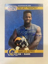 1990 NFL Pro Set Marcus Dupree Autographed Card #762 Los Angeles Rams A-49