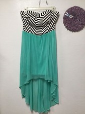 Speechless Women Strapless Dress Junior Size M Black White Sea Foam Back Zip 181