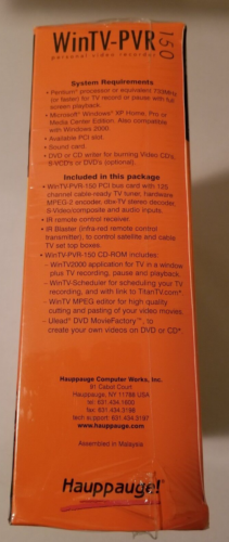 Hauppauge WinTV-PVR150 PCI Card HardPVR IR Blaster Personal Video Recorder New - Picture 5 of 5