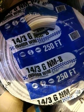 Wire 14/3 NM-B/250 Ft. indoor wire electrical Romex Cooper DIFFERENT BRANDS