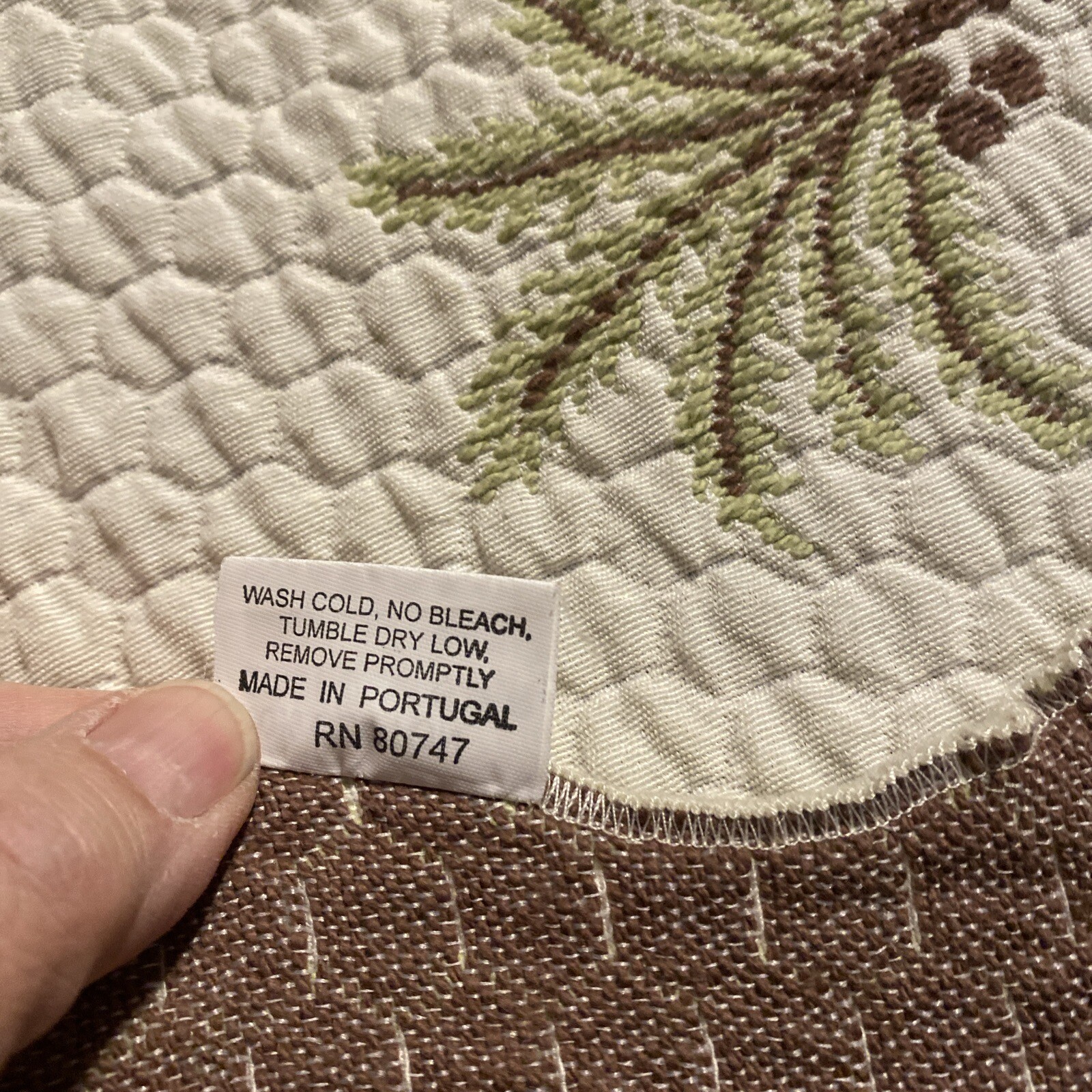 Queen matelasse coverlet, tropical Palm Tree, ivory cream color