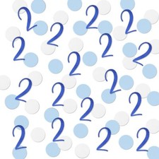 Blue Glitter 2 Confetti 2nd Birthday Number Confetti 200pcs Anniversary Party...