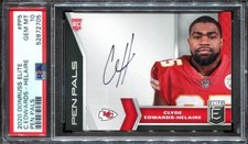2020 Donruss Elite Clyde Edwards-Helaire Rookie Autograph Pen Pals pop 1 PSA 10