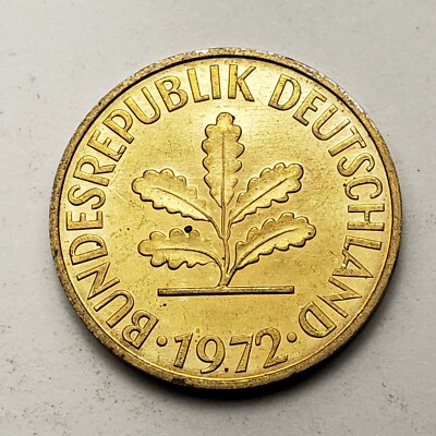 1972 G Germany 10 Pfennig, Karlsruhe Mint, KM# 108, AU