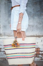 Nwt Mar Y Sol Caracas Basket Tote Natural Multi Stripe