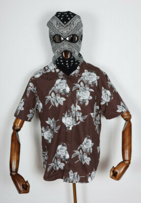 Huf Worldwide Skateboard T-Shirt Tee Woven Hemd Widowers Deep Mahogany in M