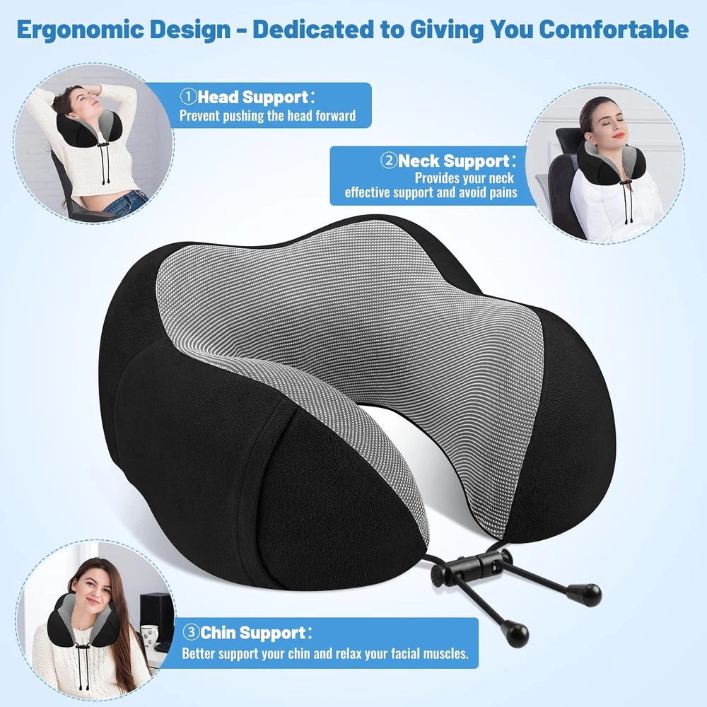 Premium Memory Foam Travel Neck Pillow for Comfort & Support Premium Memory Foam Travel Neck Pillow for Comfort & Support