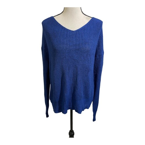 Cotton emporium relaxed knot back sweater blue knit size Large. Twisted knot - Picture 8 of 10