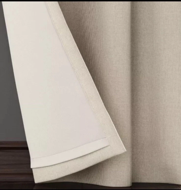 Threshold Blackout Curtain Panels Pair Natural Aruba 50” X 63” New open Box - Image 3 of 4