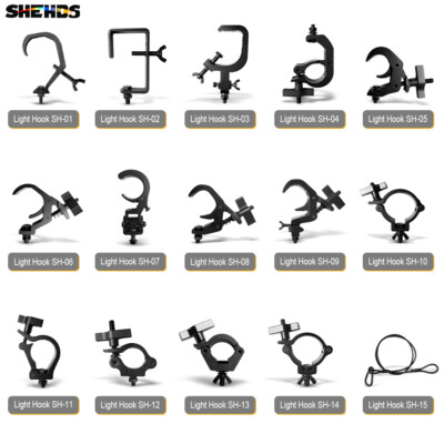 SHEHDS Stage DJ Lighting Clamps Truss Hook Foldable Light Hook/Safety Rope Black