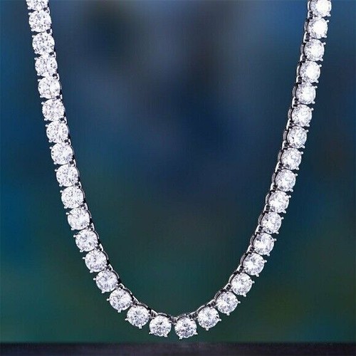 Collier Tennis Diamant De Laboratoire 15 Carats - Coupe Marquise - Or Blanc 14K - Neuf Sans Boîte