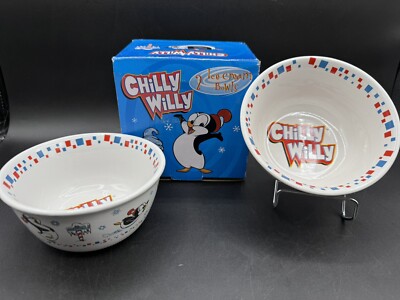 Chilly Willy Ice Cream Cereal Bowl (2) NIB VTG 50's Cartoon Penguin Walter Lantz
