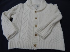 Janie and Jack Boys 18-24 White Cable Knit Cardigan Worn Once
